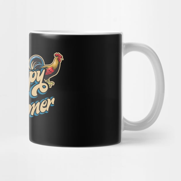 Happy Farmer with Rooster by Foxxy Merch